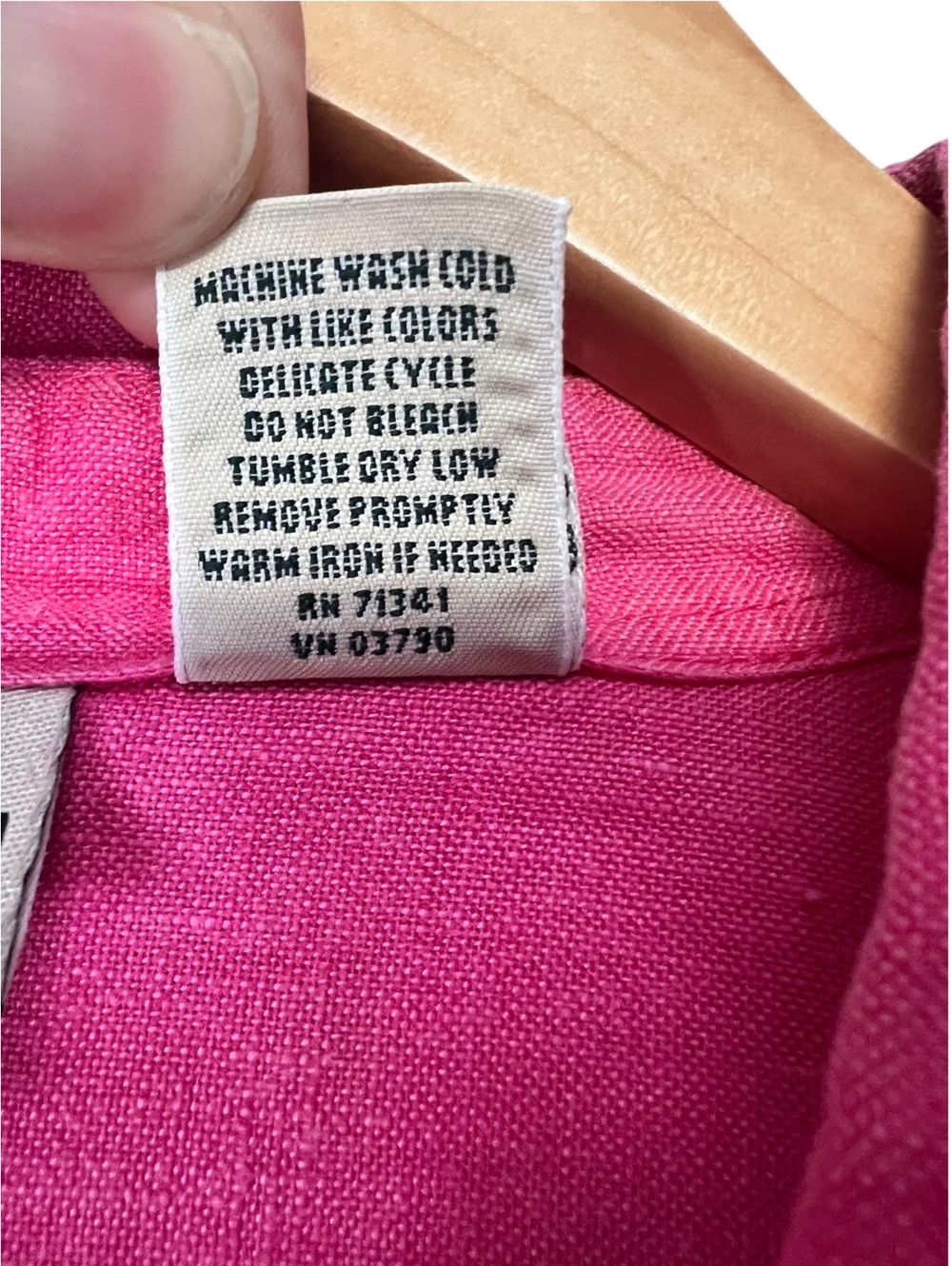 L.L. Bean Women Medium Pink 100% Linen Button Up Long Sleeve Shirt Top Coastal - Picture 5 of 5